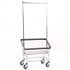 Chrome Large Capacity Front Load Wire Laundry Cart w/ Double Pole Rack