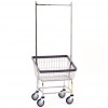 Chrome Front Load Wire Laundry Cart w/ Double Pole Rack