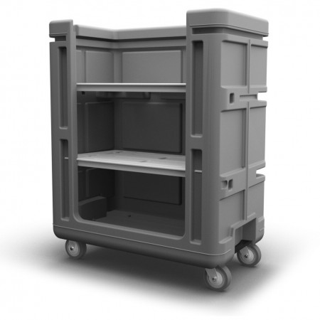 Convertible Shelf Bulk Cart - Black - Casters (8") - Steel Base