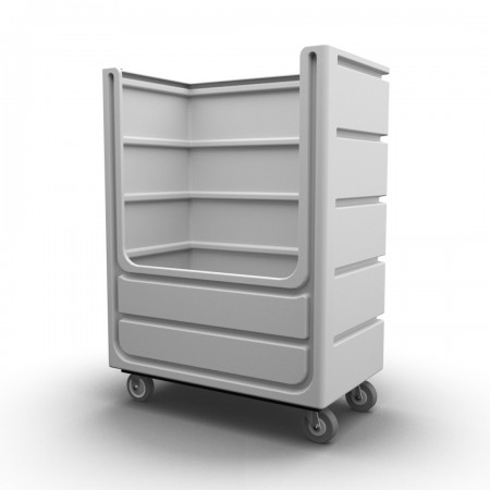 Bulk Container Cart - Black - Stencil (1) - Netting - Casters (8")