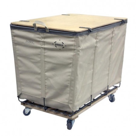 8 Bushel Natural Canvas Lockable Wood Covered Truck.