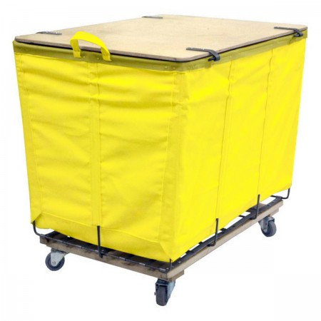 14 Bushel Yellow Lockable Wood Covered Truck.