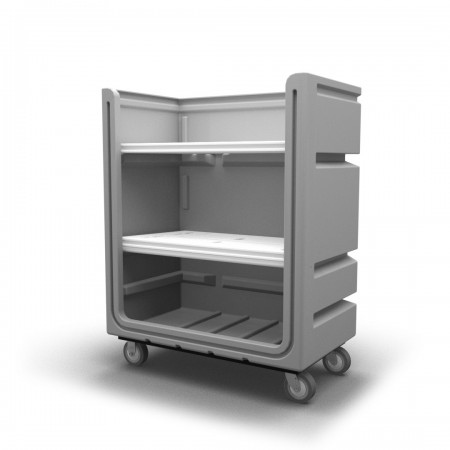 Convertible Shelf Bulk Cart - Red - Stencil (1) - Wire Shelves (2) - Nylon Cover - Poly Base