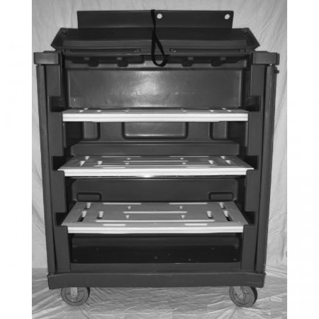 Convertible Shelf Bulk Cart - Black - Stencil (1) - Wire Shelves (2) - Nylon Cover - Casters (6")