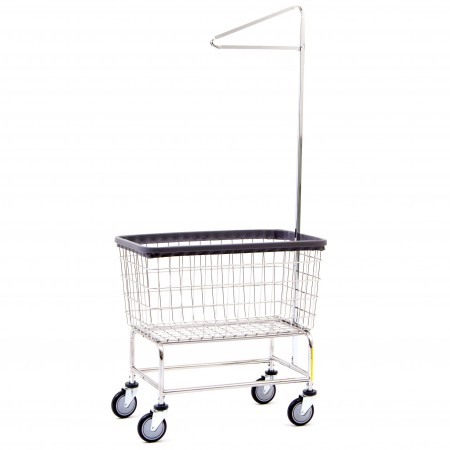 Chrome Large Capacity Wire Laundry Cart w/ Single Pole Rack