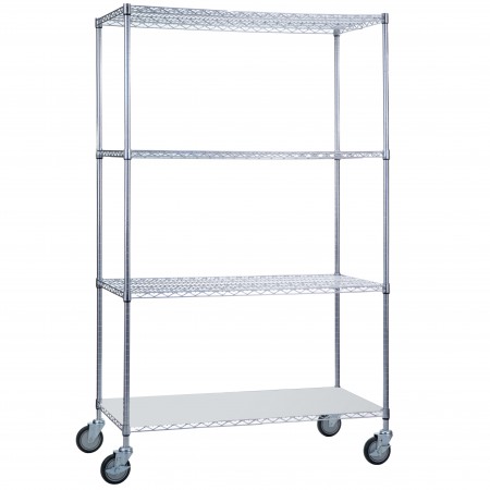 Wire Linen Cart 24x36x68 w/ Solid Bottom Shelf