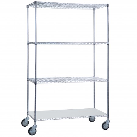 Wire Linen Cart 18x48x72 w/ Solid Bottom Shelf