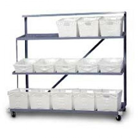 3 Shelf Flat Tub Distribution Rack - Expanded Steel