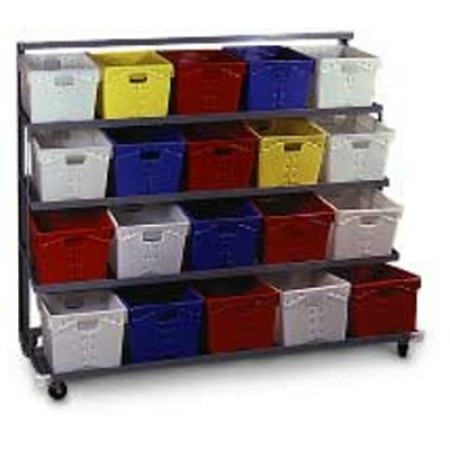 4 Shelf Flat Tub Distribution Rack - Expanded Steel