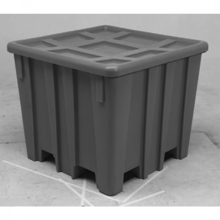 Bulk Container - Black - Stencil (1) - Drain Hole - Casters - Hinged access panel