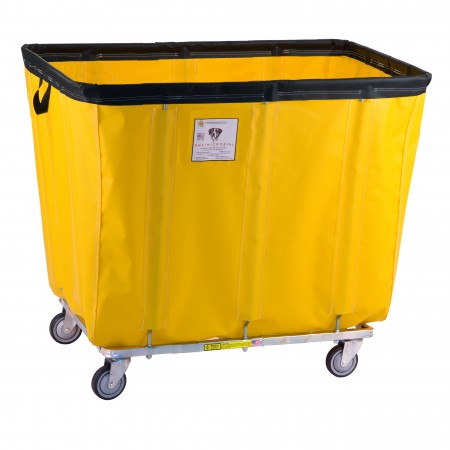 16 Bushel Permanent Liner Basket Truck w/ Antimicrobial Liner, 2 Rigid 2 Swivel, Yellow