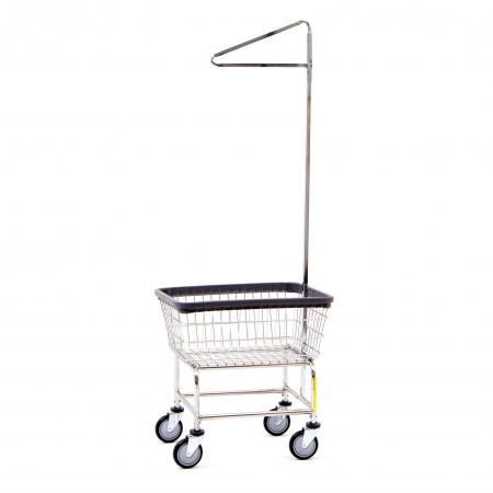 Chrome Narrow Wire Laundry Cart w/ Single Pole Rack