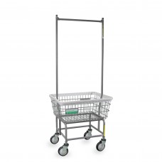 Antimicrobial Wire Laundry Cart w/ Double Pole Rack