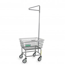 Antimicrobial Wire Laundry Cart w/ Single Pole Rack