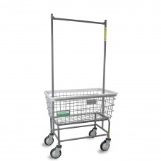 Antimicrobial Large Capacity Wire Laundry Cart w/ Double Pole Rack