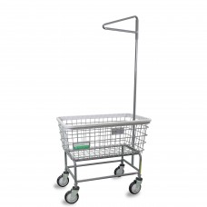 Antimicrobial Large Capacity Wire Laundry Cart w/ Single Pole Rack