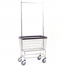 Chrome Large Capacity Wire Laundry Cart w/ Double Pole Rack