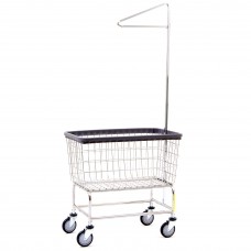 Chrome Large Capacity Wire Laundry Cart w/ Single Pole Rack