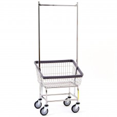 Chrome Front Load Wire Laundry Cart w/ Double Pole Rack