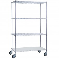 Wire Linen Cart 24x48x68 w/ Solid Bottom Shelf