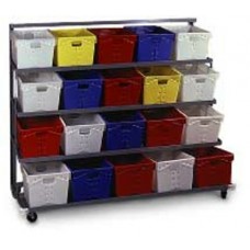 4 Shelf Flat Tub Distribution Rack - Expanded Steel