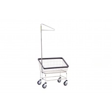 Chrome Large Capacity Front Load Wire Laundry Cart w/ Single Pole Rack