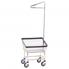 Chrome Front Load Wire Laundry Cart w/ Single Pole Rack