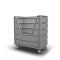 Bulk Container Cart - Red - Stencil (1) - Nylon Cover - Casters (8") - Poly Base